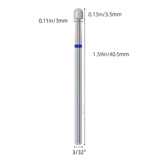 Embout au diamant moyen cylindre a tête ronde 3mm