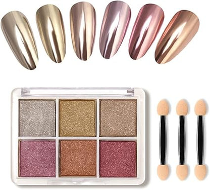 Coffret de poudres compacts à effets chromes doré rosé #8