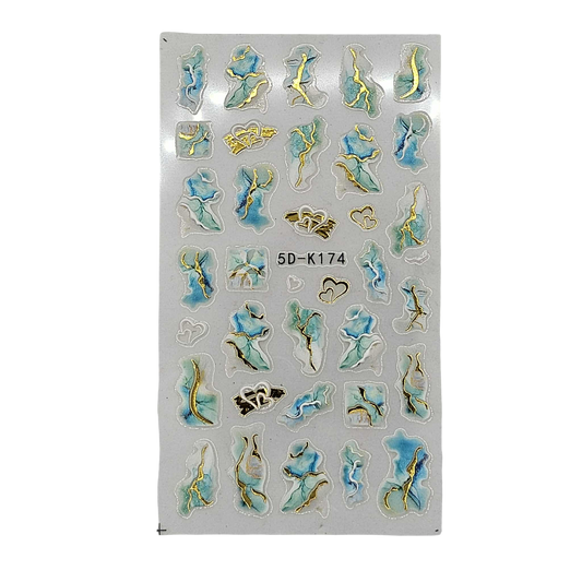 Collant nail art - Marbré aqua #3