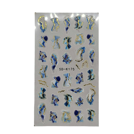 Collant nail art - Marbré bleu #4