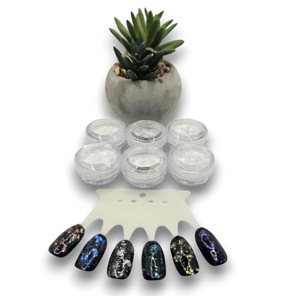 Ensemble de 6 couleurs, morceau en forme de mosaïque, avec un effet sirène scintillant.