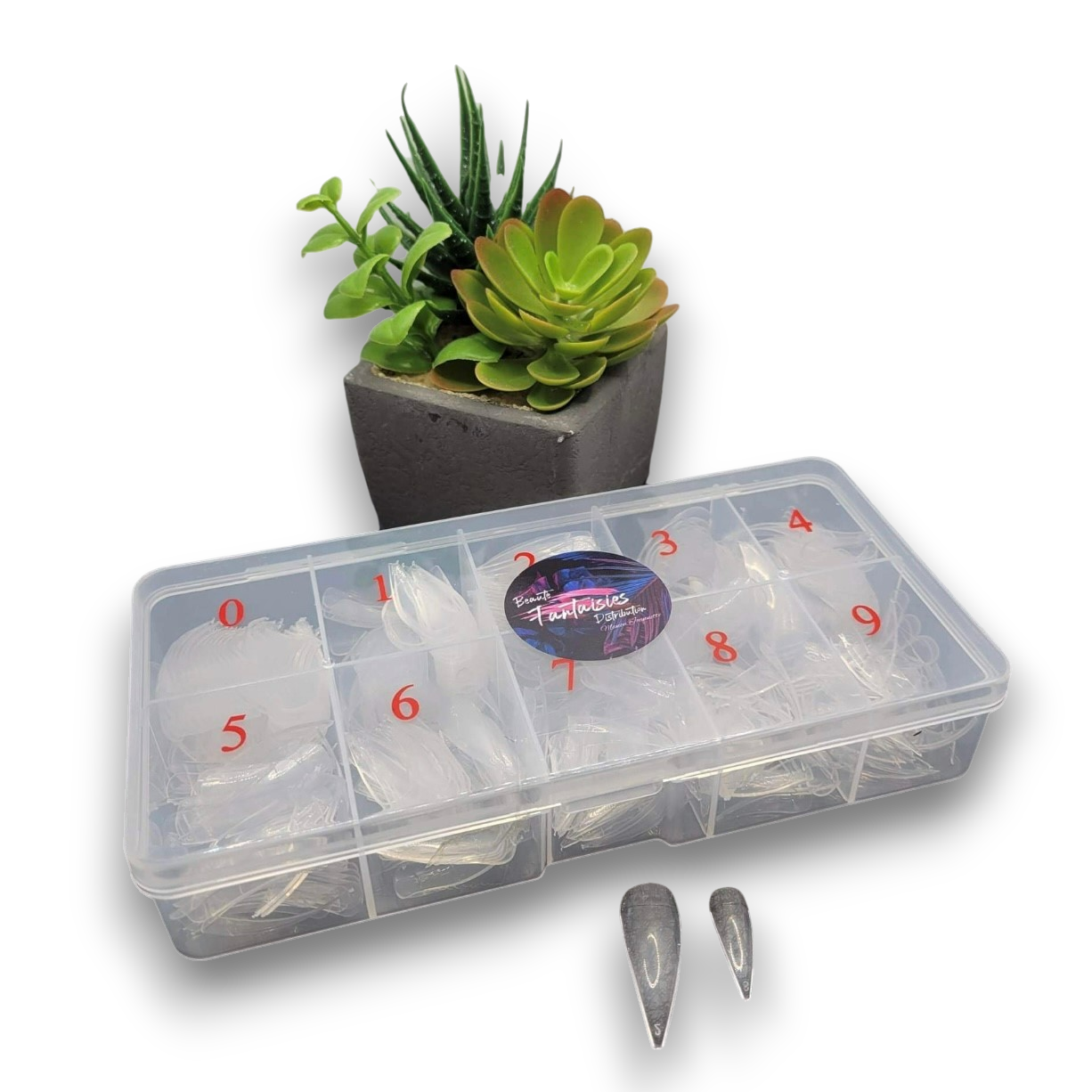 Faux ongles en acryliques transparents bombés pointus (500pcs)