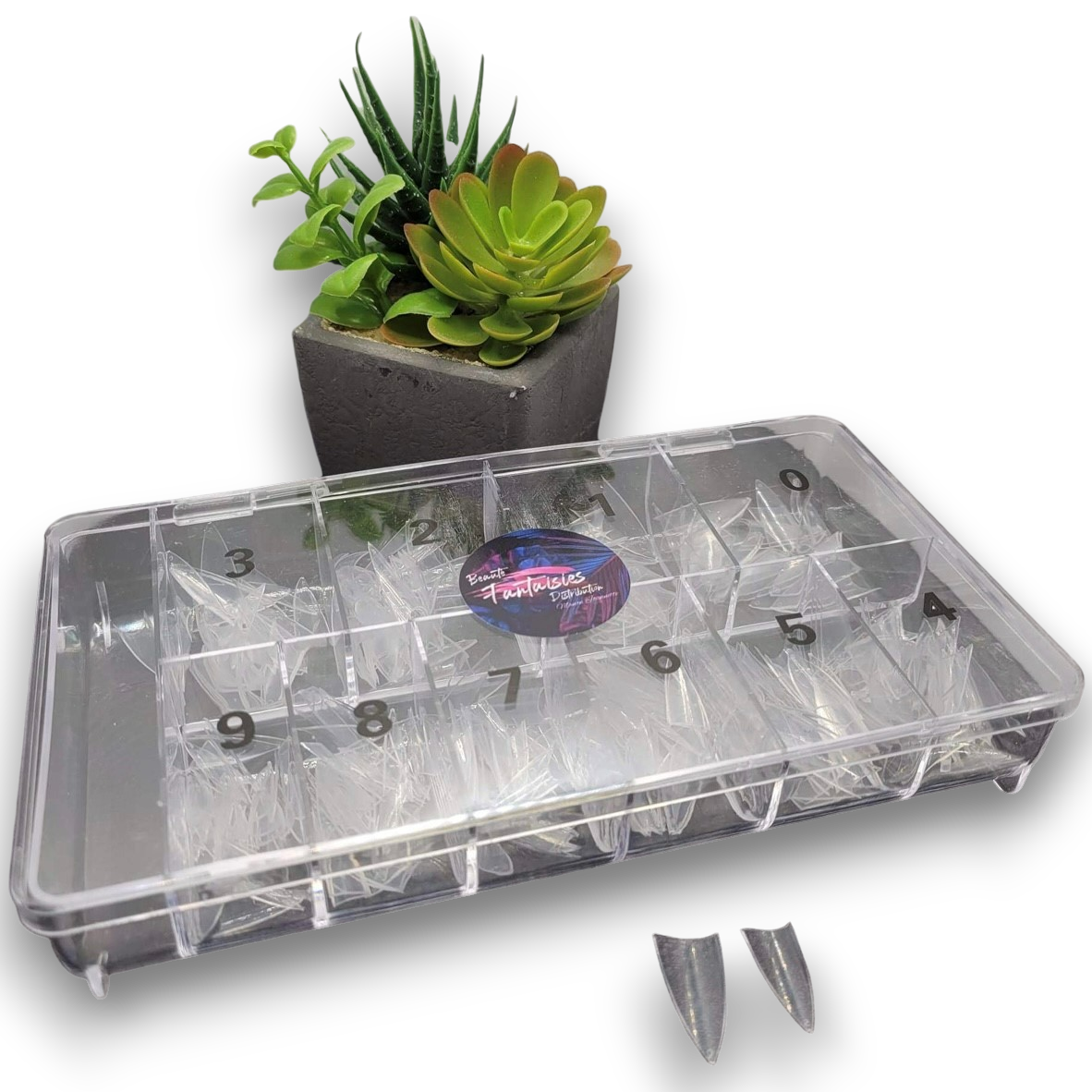 Faux ongles en acryliques transparents pointus plats (500pcs)