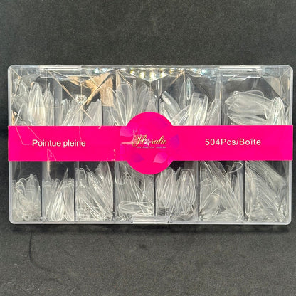 Faux ongles en acryliques transparents pointus pleines (Pose américaine)(504pcs)