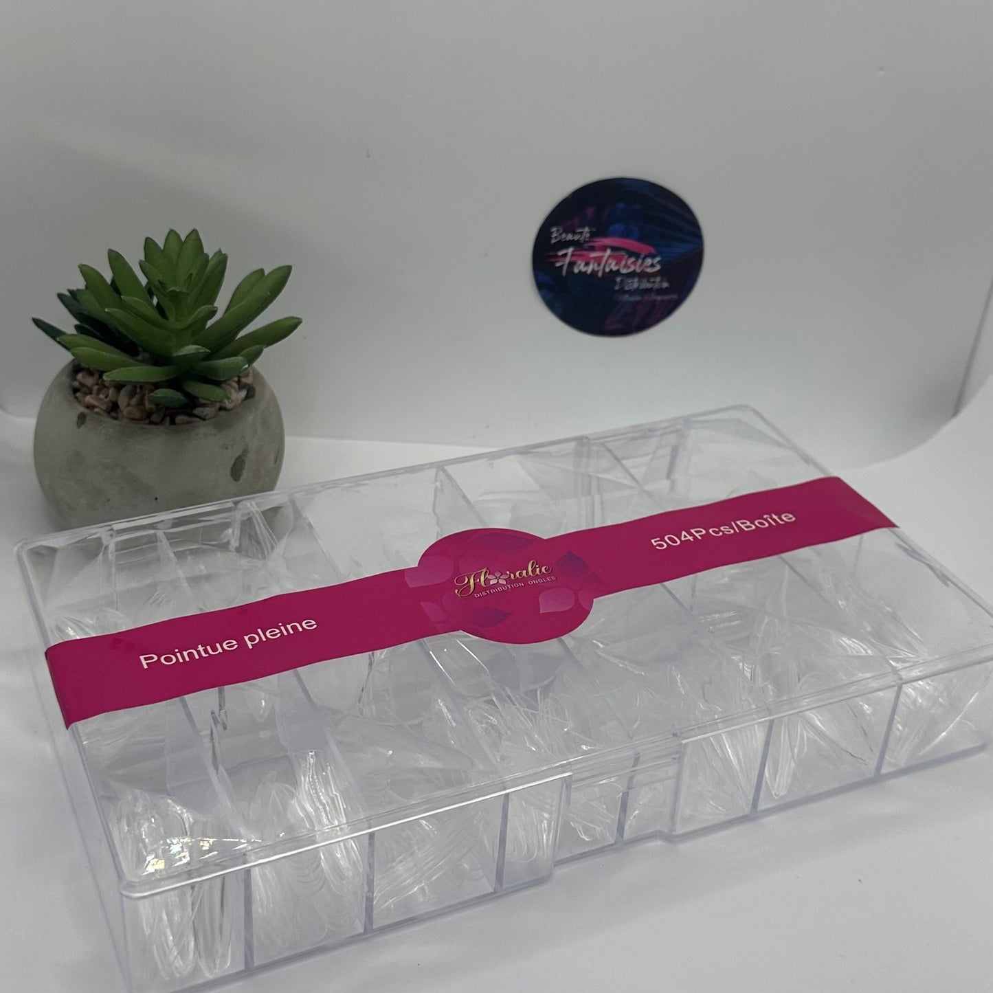 Faux ongles en acryliques transparents pointus pleines (Pose américaine)(504pcs)