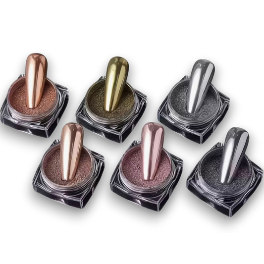 Ensemble de 6 poudres à paillettes pour ongles 01