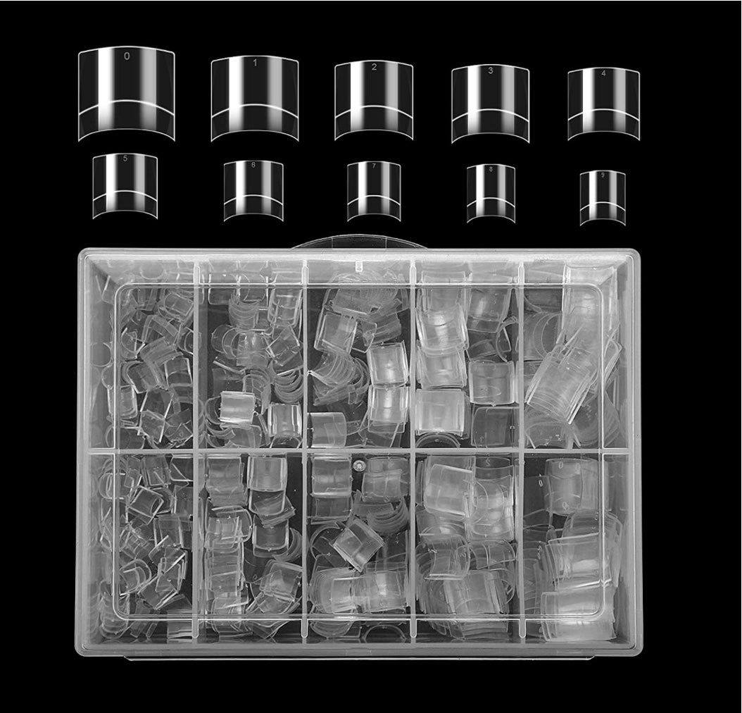 Faux ongles transparents courts en acrylique avec étui carré (500pcs)