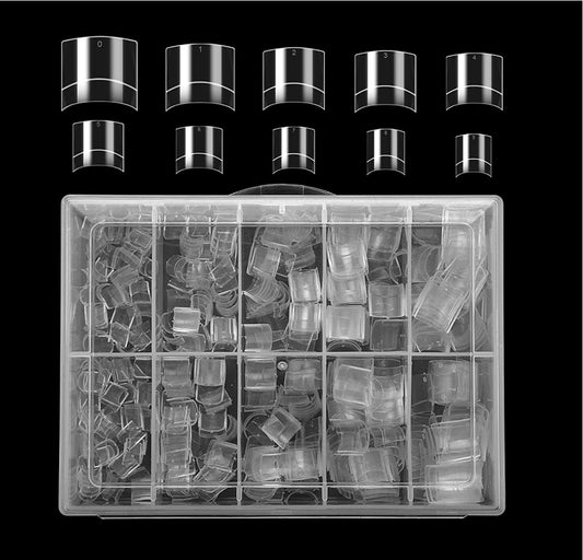 Faux ongles transparents courts en acrylique avec étui carré (500pcs)